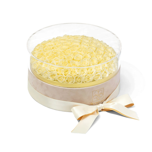 Floragram cream rose box lifestyle — real preserved roses that last 1–3 years