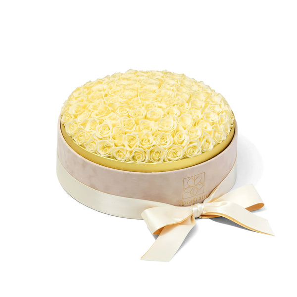 Floragram 100 cream preserved roses close-up detail — luxury forever roses