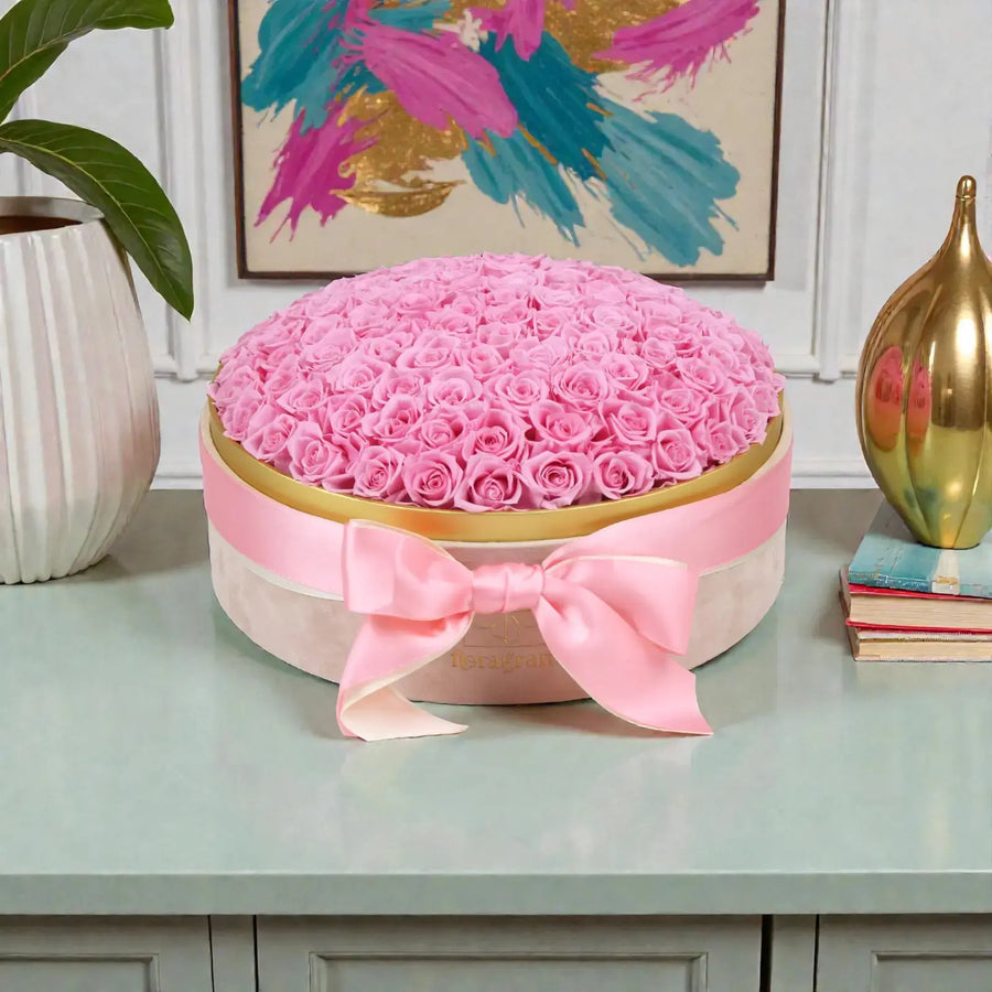Floragram 100 pink preserved roses lifestyle — luxury gift for her Canada