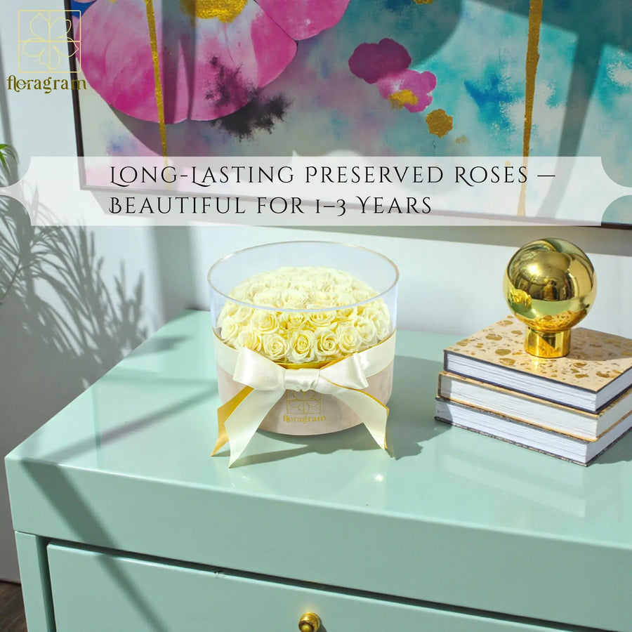 Floragram cream forever roses gift — anniversary roses Canada