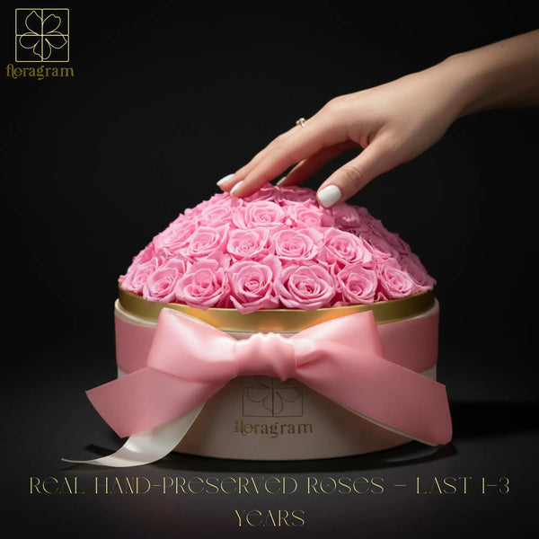 Floragram pink preserved roses lifestyle — elegant home decor roses Canada
