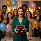 Woman holding Floragram red preserved roses gift box — birthday gift Canada
