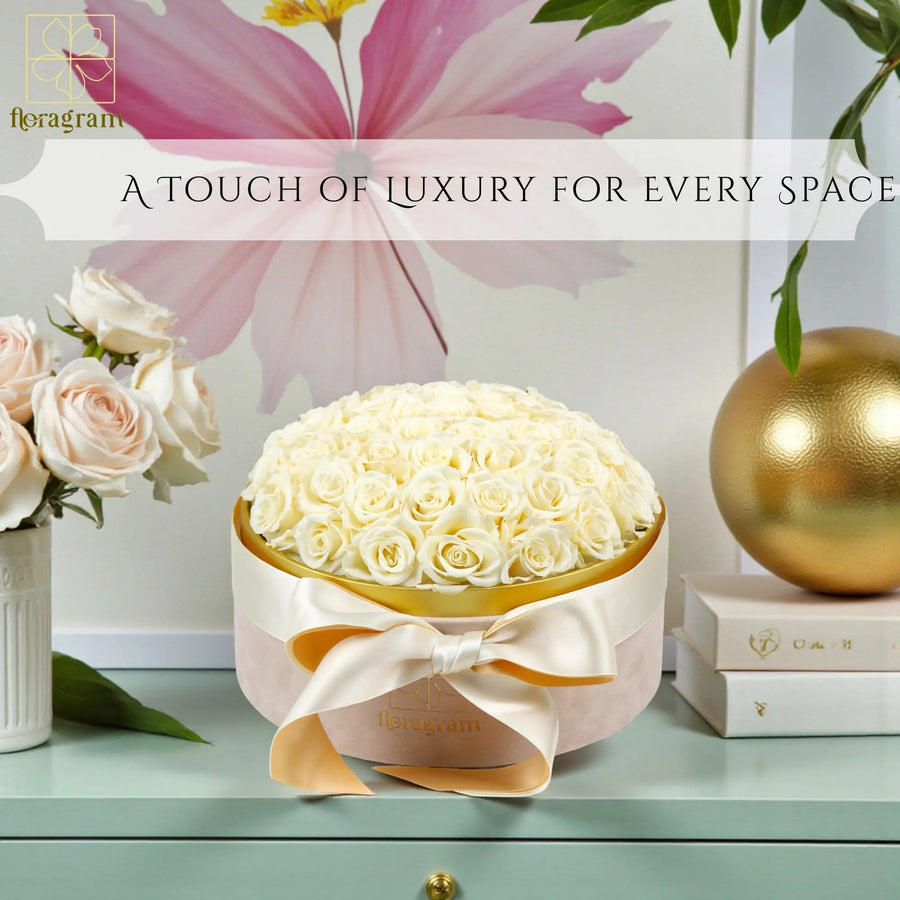 Floragram 50 cream petite preserved roses lifestyle — Canada